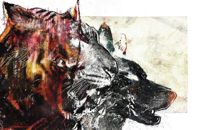 Tiger and wolf abstract art
