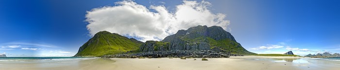 Panoramic view of mountains and beach