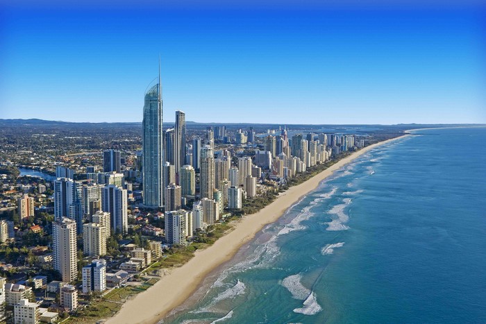Surfers Paradise skyline and beach, Gold Coast, Australia