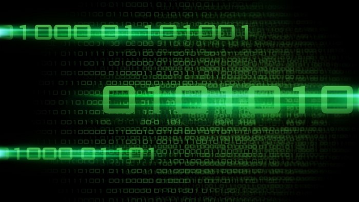 Digital art with binary code and technology theme