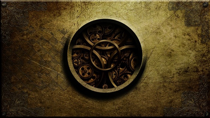 Steampunk Clockwork Gears in Rustic Frame