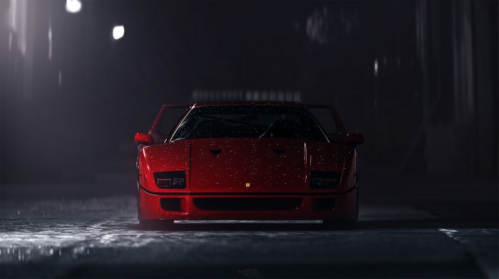 Ferrari F40 in the rain