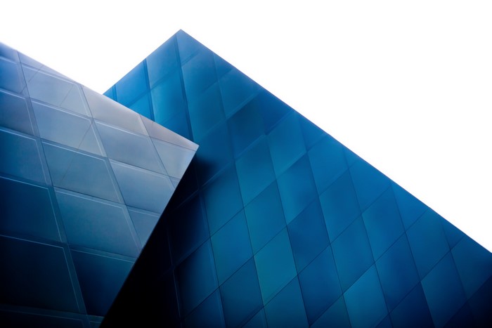 Abstract blue architecture with diamond pattern