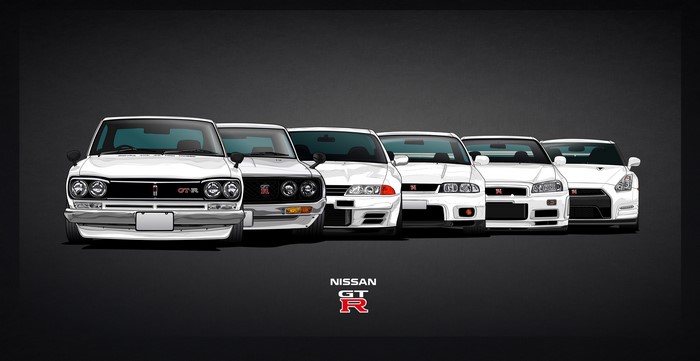 Nissan GT-R Generations Lined Up