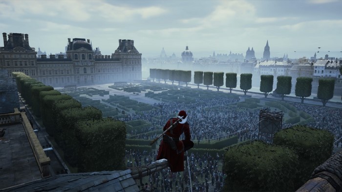 Assassin from Assassin's Creed Unity overlooking Paris