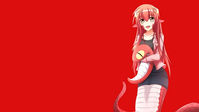 Miia from Monster Musume no Iru Nichijou holding a snake plush