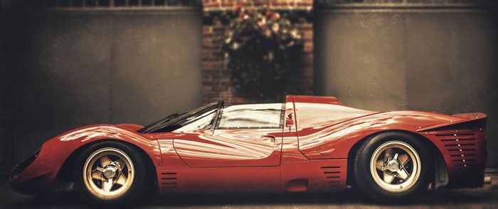 Red vintage Ferrari race car