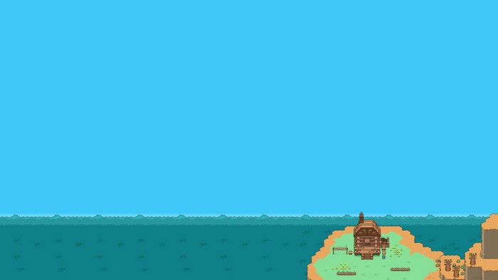 Mother 3 pixel art island with a house