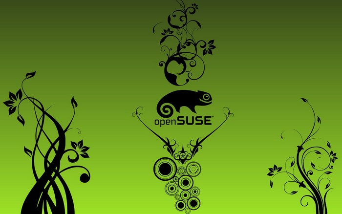 openSUSE logo with floral designs