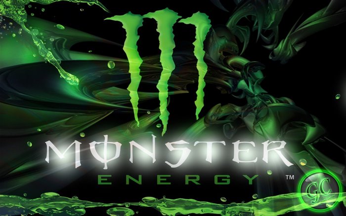 Monster Energy logo with abstract green design