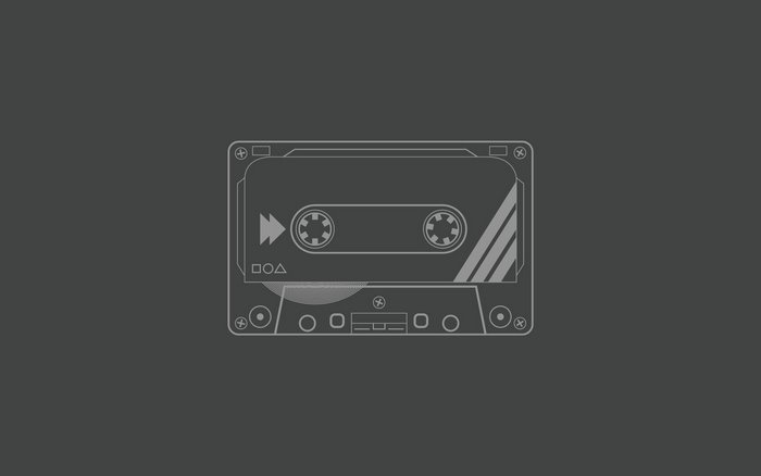 Minimalist illustration of a cassette tape