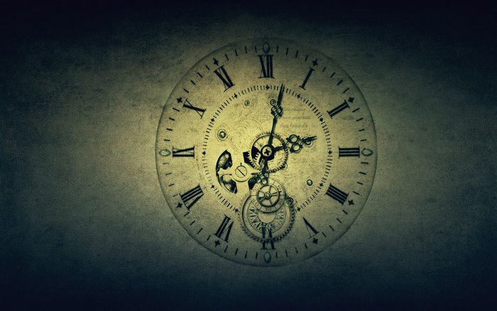 Vintage clock with Roman numerals and gears