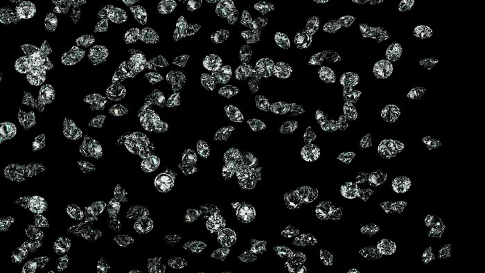 Scattered diamonds on a black background