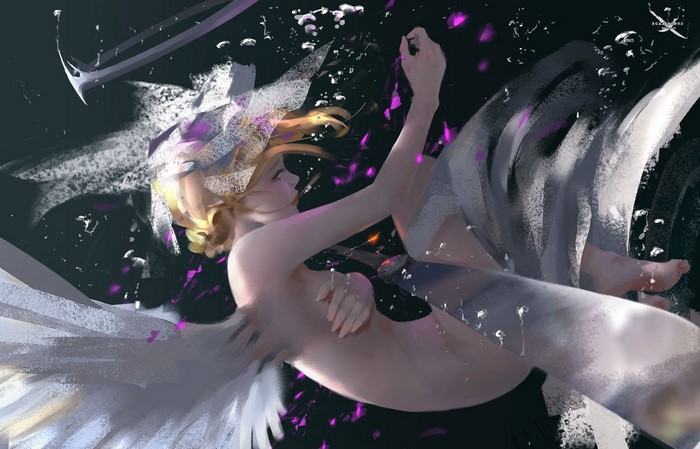 Fantasy art of a falling angel