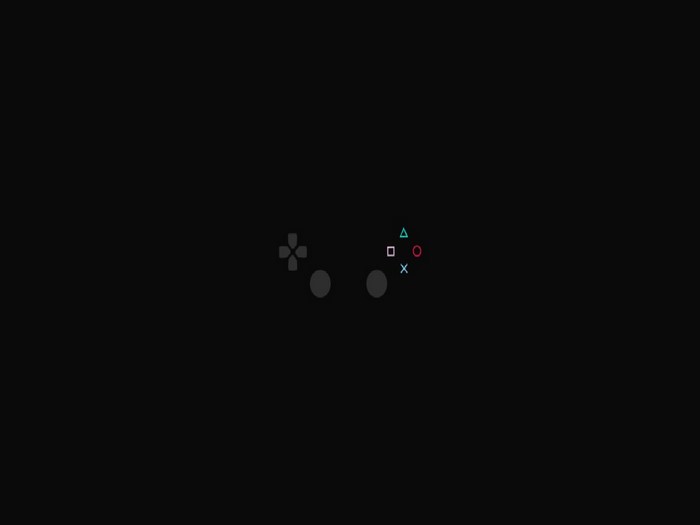 Minimalist PlayStation controller symbols on black background