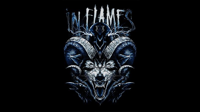 In Flames band logo with wolf and ravens