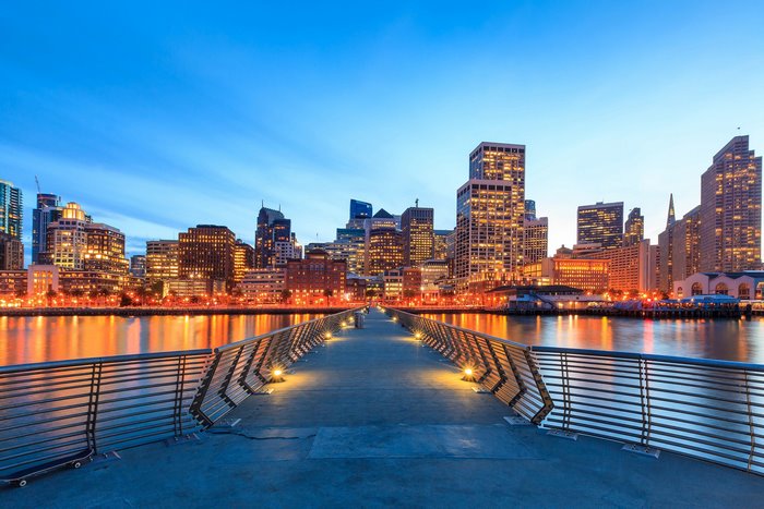 San Francisco City Skyline at Dusk from Pier