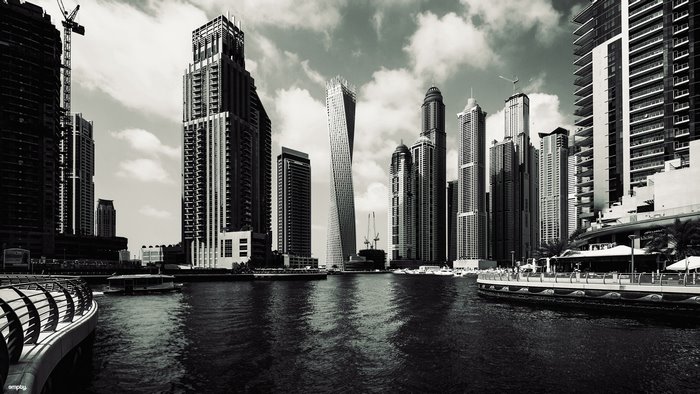 Dubai Marina skyscrapers and waterfront