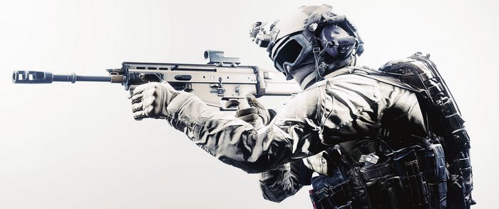 Soldier aiming an assault rifle