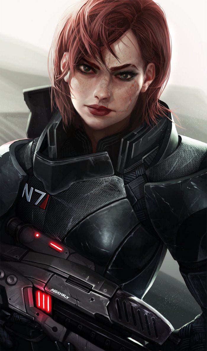 Female Warrior with N7 Armor and Rifle