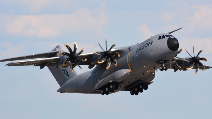 Airbus A400M Atlas military transport aircraft in flight