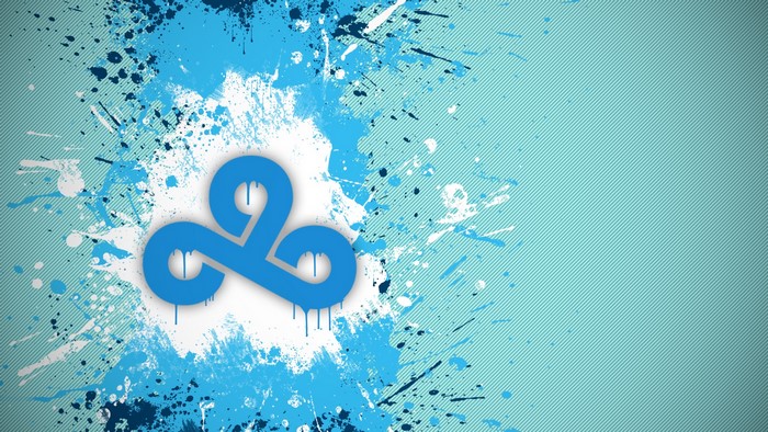 Cloud9 logo with blue paint splatters