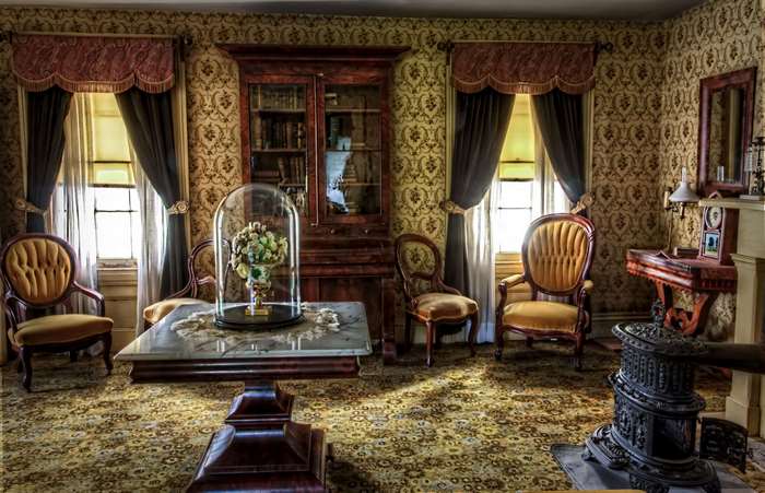 Vintage living room interior with antique furniture