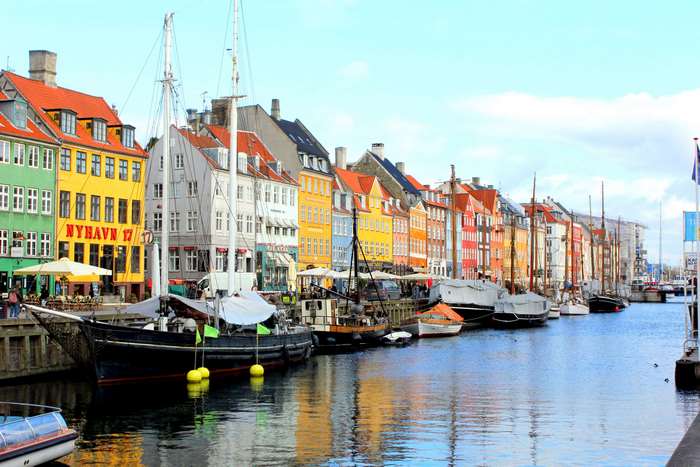 Nyhavn Copenhagen colorful buildings and boats 4K