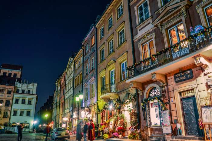 Old Town Street at Night in Poland