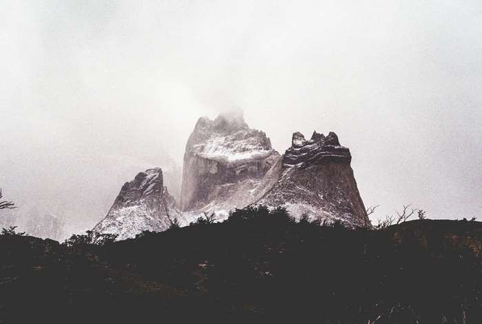 Snow-capped mountains in Torres del Paine, Patagonia, Chile