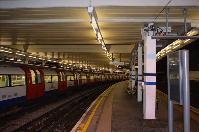 London Underground train at station