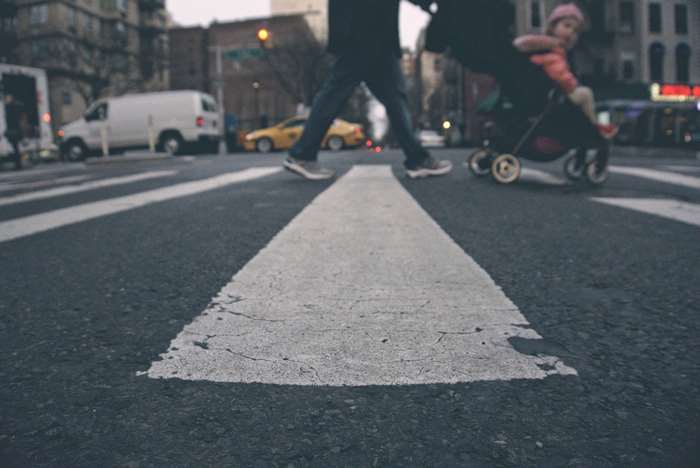 People crossing street in New York City