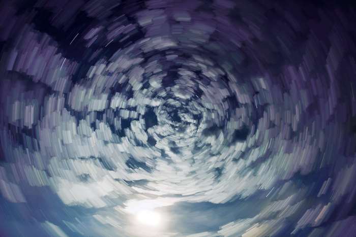 Abstract cloud spiral with moonlight