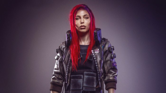 Cosplayer dressed as a Cyberpunk 2077 character