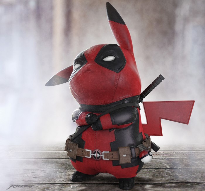 Pikachu as Deadpool with Crossed Arms