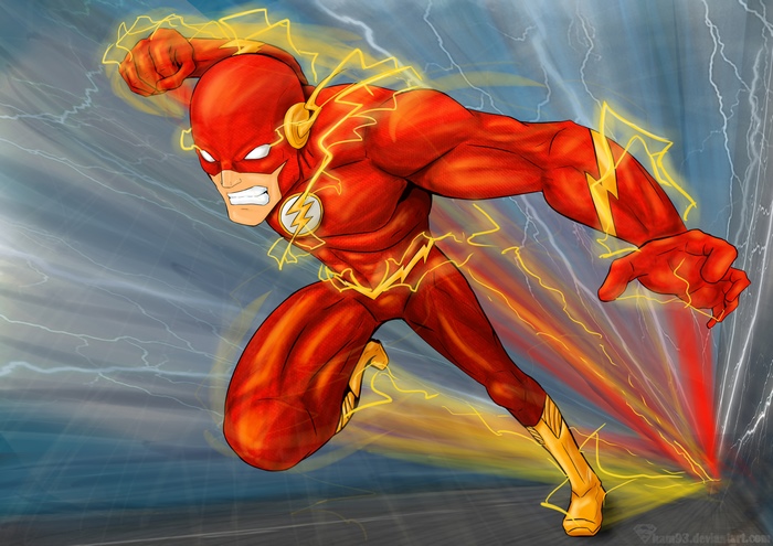 The Flash running with lightning effects
