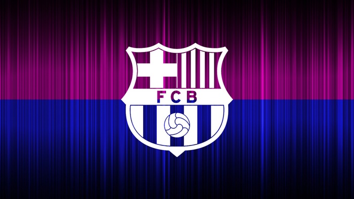 FC Barcelona Logo on a striped background