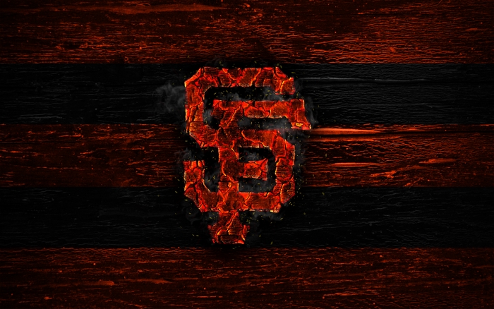 San Francisco Giants logo on wood