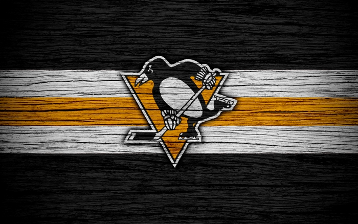 Pittsburgh Penguins NHL Logo on Wood Texture