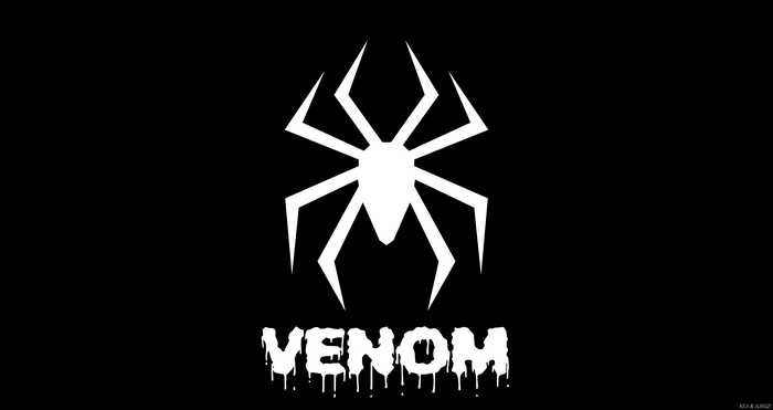 Venom spider symbol with dripping text