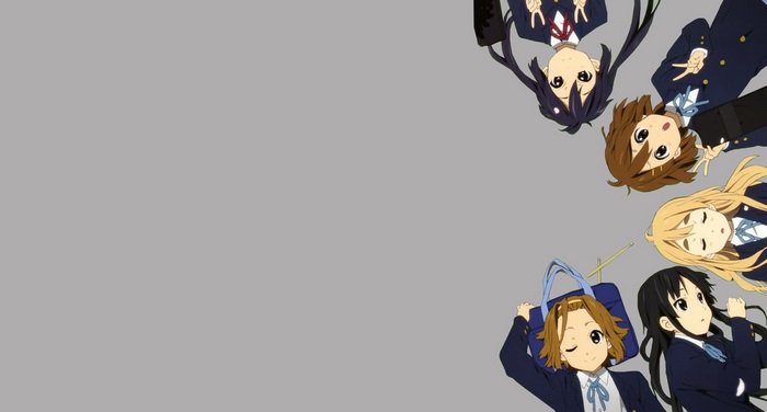 The main characters from K-On! lying down