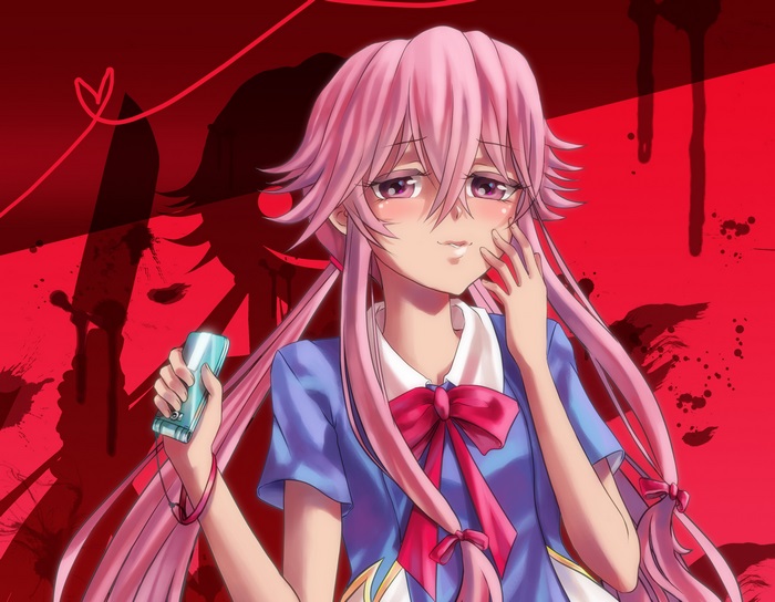 Yuno Gasai holding a phone
