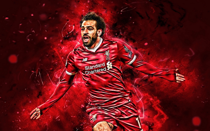 Mohamed Salah Celebrating in Liverpool Jersey