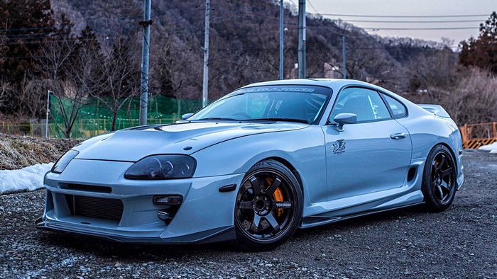 Sleek Silver Toyota Supra with Black Rims