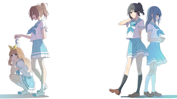 Anime girls in school uniforms