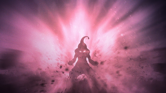 Majin Buu silhouette with pink energy