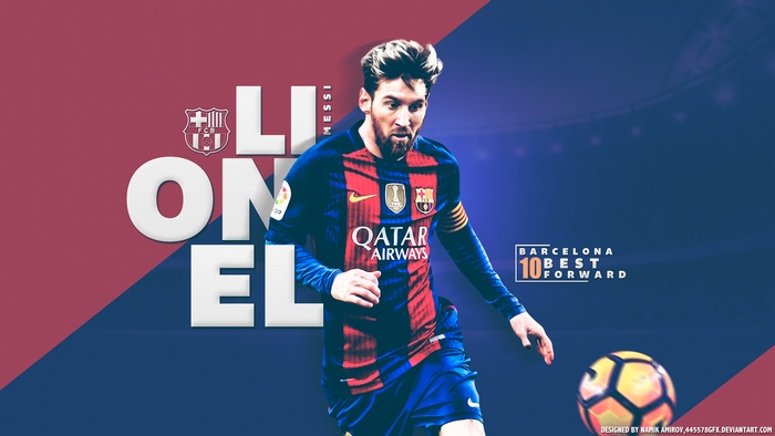 Lionel Messi in FC Barcelona Jersey with Ball