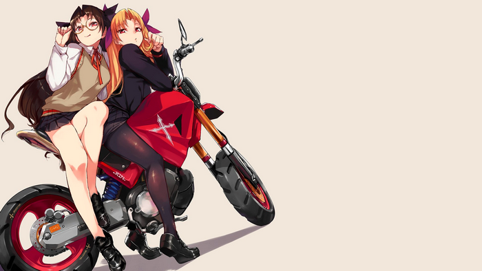 Ishtar and Ereshkigal from Fate/Grand Order on a motorcycle