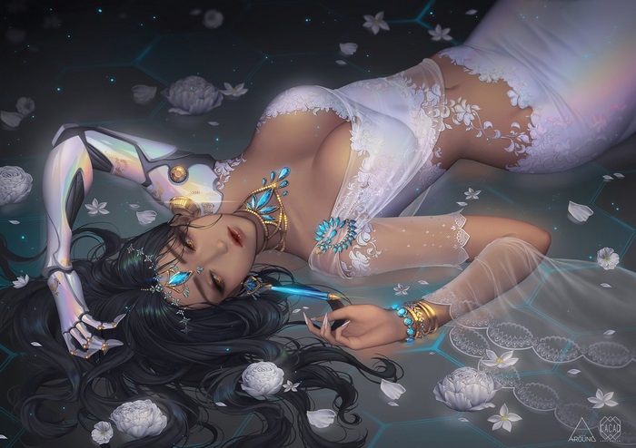 Symmetra from Overwatch with cybernetic arm