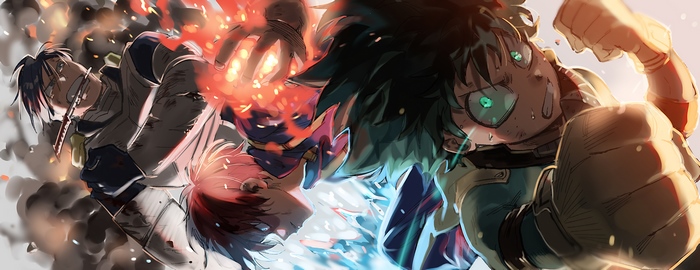 Shouto Todoroki and Izuku Midoriya from My Hero Academia